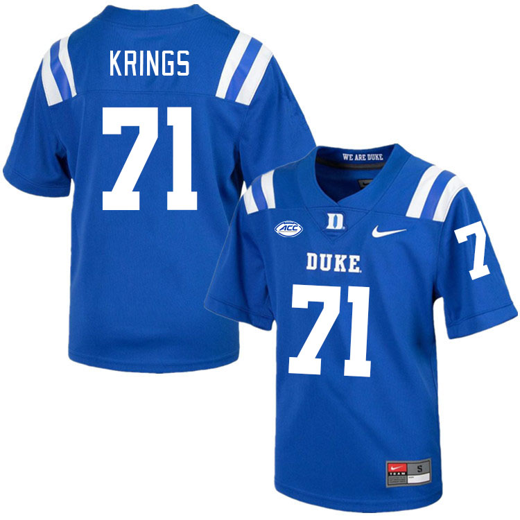 Men #71 Caleb Krings Duke Blue Devils College Football Jerseys Stitched-Royal